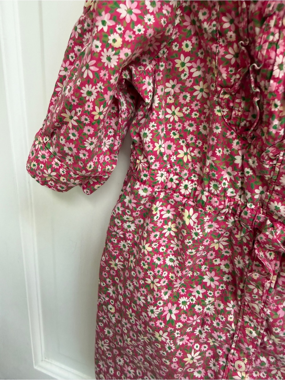 Baby GAP Girls 4 Pink Floral Ruffle-Front Long Sleeve Dress - Picture 5 of 7